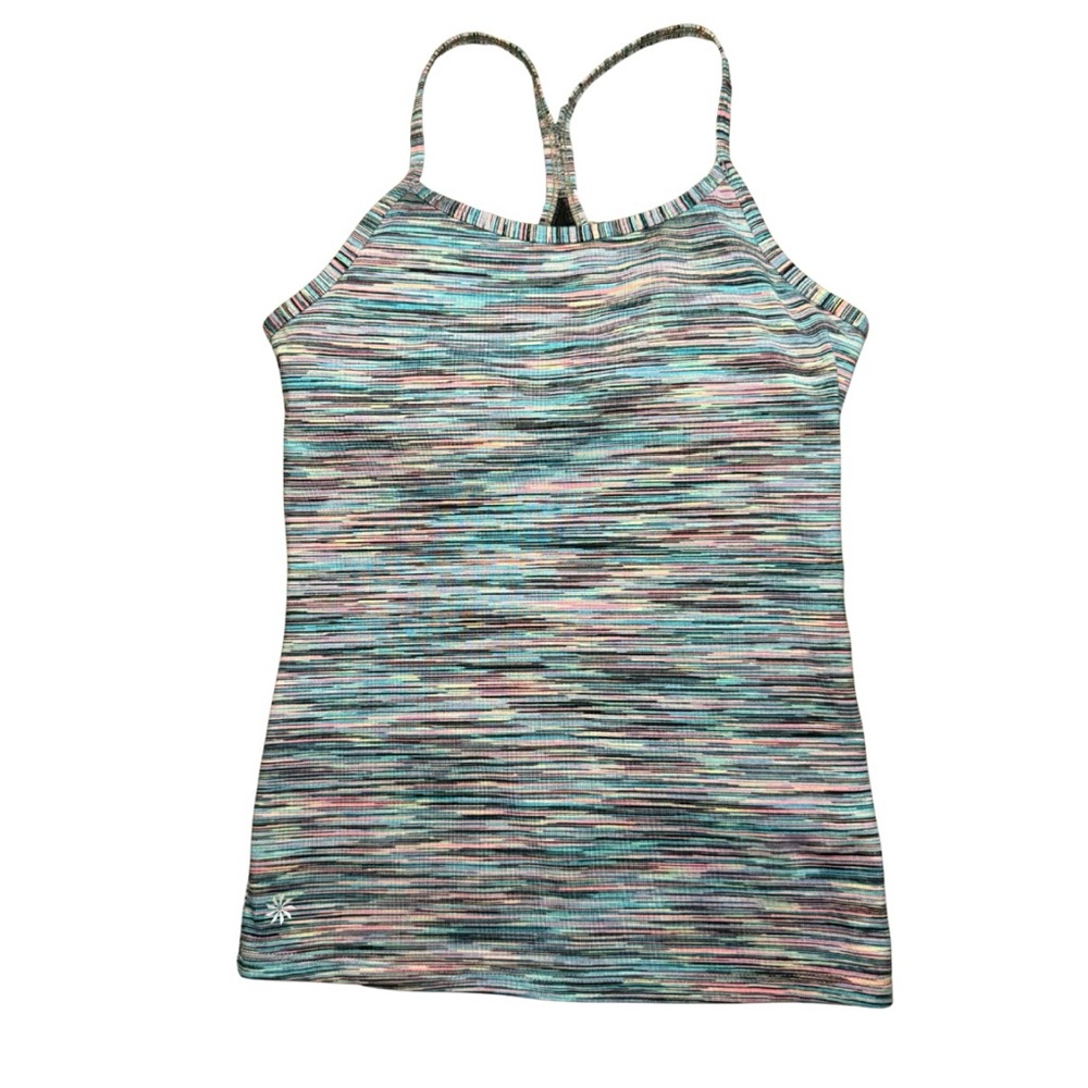 Athleta Girl Turquoise Pink Striped Exercise Camisole Size‎ M